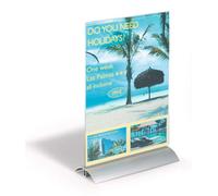 Durable Acrylic Aluminium Display Stand Table Menu & Sign Holder - A4 - Clear