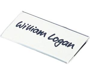 Durable Acrylic Clip & Pin Name Tag Badge Holders + Inserts - 25 Pack - 40x76mm - East to Attach and Use - Perfect for Events and Exhibitions
