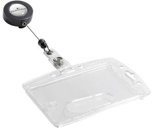 Durable Acrylic Security Pass Holder 54 x 86 mm with Badge Reel Transparent | Pack of 25 Badges | Ideal for Holding Swipe Cards, ID Cards, etc.