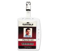 Durable Enclosed Card Security Pass ID Badge Holders with Clip, 25 Pack, Clear