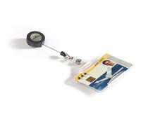 Durable Security Pass Holder with Badge Reel 54x85mm Clear (Pack of 10) 801119
