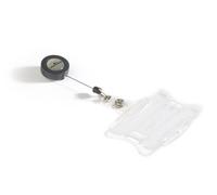 Durable Security Pass Holder 54 x 85 with Badge Reel Transparent | Pack of 10 Badges | Badge Reel Length 80cm