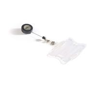 Durable Security Pass Holder 54 x 85 with Badge Reel Transparent | Pack of 10 Badges | Badge Reel Length 80cm