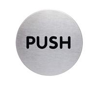 Durable Adhesive Fire Door PUSH Sign Symbol - Stainless Steel - 65mm