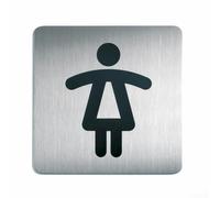 Durable Adhesive Ladies WC Symbol Square Bathroom Toilet Sign | Stainless Steel