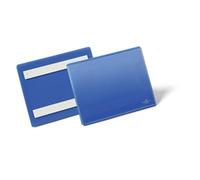 Durable Adhesive Ticket Holder Document Pockets - 50 Pack - A6 Blue