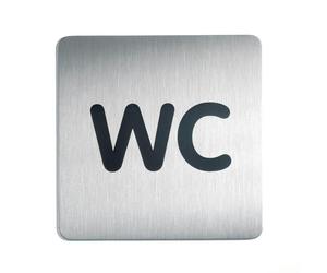 Durable Adhesive WC Symbol Square Bathroom Toilet Sign | Brushed Stainless Steel