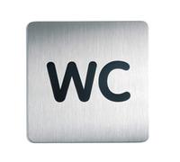 Durable Adhesive WC Symbol Square Toilet Sign - Brushed Steel