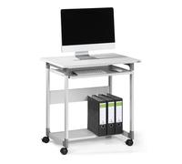 Durable Adjustable Mobile PC Computer Desk Workstation Trolley on Wheels | Grey