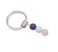 Durable Alloy Handmade Keychain with Natural Stone Beads Wax Cord Artisan Handmade Travel Companion Wax Cord Bead Keychain, フリーサイズ