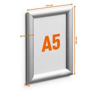 DURABLE Aluminium Snap Frame A5 - Silver - Wall-mounted (self-adhesive pads or screw set) - Pack of 1