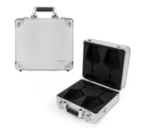 Durable Aluminum Hard Shell Silver Wine Glass Carrying Case Carrier Holder Travel Case With EVA Wine Glass Fit Foam Inserts Zalto, Spiegelau, Josephine wine glass fit (Wine glasses not included)