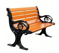 Durable Aluminum Outdoor Garden Bench with Backrest - 59in Weather-Resistant Patio Seating for Parks and Yards (Wood Finish 150cm)