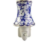 Durable and Clasic LED Night Light - Colorful Floral Ceramic Decorative Light | Ideal for Bedrooms, Hallways, Bathrooms Nighttime Lighting Solution - Perfect Home Decor (Blue Floral Plug)