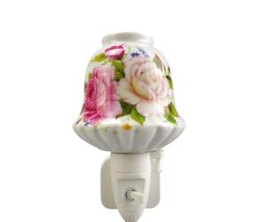 Durable and Clasic LED Night Light - Colorful Floral Ceramic Decorative Light | Ideal for Bedrooms, Hallways, Bathrooms Nighttime Lighting Solution - Perfect Home Decor (Pink Flowers Plug)