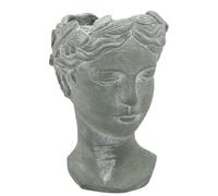 Durable and Elegant Cement Roman Lady Head Classic Design and TIKI Easter Island Plant Pot Planter - Stylish Ornament Pot for Garden, Patio, Indoor & Outdoor, or Home Decor (Antique Cream, 36cm)