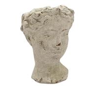 Durable and Elegant Cement Roman Lady Head Classic Design and TIKI Easter Island Plant Pot Planter - Stylish Ornament Pot for Garden, Patio, Indoor & Outdoor, or Home Decor (Grey Washed, 26cm)