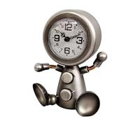 Durable and Elegant Silent Sweep Figure Mantel Clock - Fun and Modern Tabletop Clock for Kids’ Room, Stylish Noise-Free Design for Bedrooms, Living Rooms, or Offices, Home Décor (Silver)