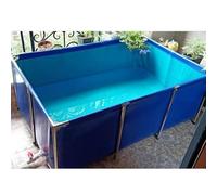 Durable Aquaculture Water Tank with Drain Valve, Above Ground Koi Pond Canvas Liner with Steel Frame, Easy Assembly Temporary Fish Pond for Koi Fish, Turtle Farming