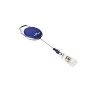 Durable Oval ID Badge Reel Retractable Integrated Metal Clip Blue (Pack of 10)