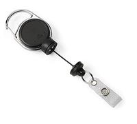 Durable Badge Reel Extra Strong, Black, Holds up to 300 Grams | Magnet Keeps Reel in Place, Holds Heavy Keys and Access Cards, Clip Attachment, Easy to Attach