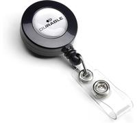 Durable Badge Reel in Charcoal - Pack of 10 - Retractable Badge Holder - For Se