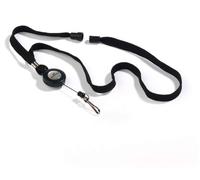 Durable Textile Lanyard with Badge Security Reel Black (Pack of 10) 8223/01