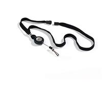 Durable Textile Lanyard with Badge Reel Black (Pack of 10) 8223/01