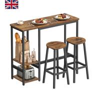 Durable Bar Table and Stool Set - Rustic Design with Adjustable Height Shelves