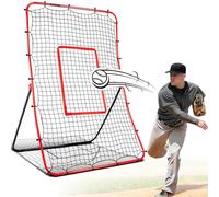 Durable Baseball Rebounder Net, 6x4 FT Pitchback Nets 5 Angles Simulate Grounder,Pop Fly,Line Drive,Softball Rebounders for Pitching,Fielding,Catching Solo Practice,Rebound Net with Strike Zone