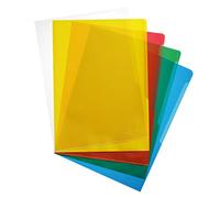 Durable Basic Coloured Plastic Wallet A4, Pack of 100, Assorted, Cut Flush | 120 MU Thick Coloured Document Wallet, Side Opening, Anti-Tear and Anti-Glare Plastic Document Protector, Made in Germany