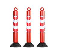 Durable Bollard Post with Reflective Band for Traffic Control - Ideal for Driveways and Parking Lots(100cm 3pcs)