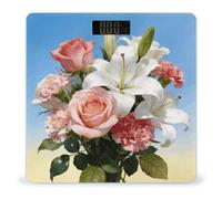 Durable Bright Light Flower Charm Digital Scales for Body Weight Highly Accuracy Bathroom Scale with LCD Display Easy to Read Battery Powered Weight Scale for People