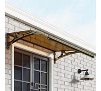 Durable Brown Outdoor Awning Canopy for Front Door & Windows - Curved Patio Cover for Rain & Snow Protection Ideal for Gardens Balconies & Doorways