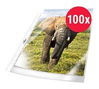 DURABLE Business Punched Pockets A4 Orange Peel Transparent 60 microns PP (Polypropylene) Top Opening 11 Holes 2658 Pack of 100