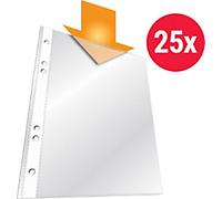 DURABLE Business Punched Pockets A5 Orange Peel 60 microns PP (Polypropylene) Top Opening 6 Holes 2650 Pack of 25