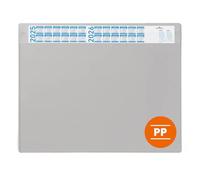 Durable Calendar Desk Mat with Clear Overlay 65 x 48cm - Made from Polypropylene - Perfect for Protecting Important Notes - Grey Desk Pad