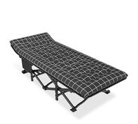 Durable Camp Bed with Included Mattress, Foldable Sleeping Cot for Adults Offering Portable Convenience, Suitable for Home Office Camp Use, Size 190x68x49cm, Elegant Black