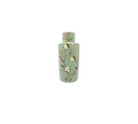 Durable Ceramic Jar with Lid - Perfect Vase for Enhancing Any Room Décor with Fresh Flowers as Elegant Decorative Accent in Kitchens, Living Rooms, Bedrooms, or Offices (36CM - Floral Light-Green)