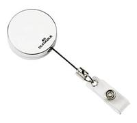 DURABLE Chrome Badge Reel Silver Pack of 10