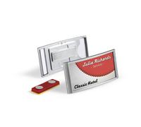 Durable Classic Magnetic Name Tag ID Badge Holders + Inserts | 10 Pack | 30x65mm