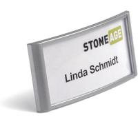 Durable Classic Name Badge with Magnet 30 x 65 mm - Silver - Pack of 10 - For Events and Visitor Management