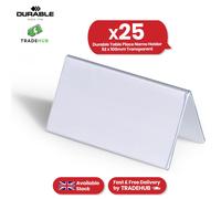 Durable Clear Plastic Table Place Name Holder 52x100mm Pack of 25