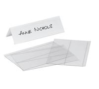 Durable Clear Plastic Table Place Name Holders and Inserts | 10 Pack | 61x210mm