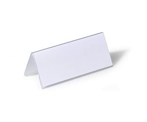 Durable Clear Plastic Table Place Name Holders and Inserts - 25 Pack -