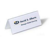 Durable Clear Plastic Table Place Name Holders and Inserts | 25 Pack | 61x150mm