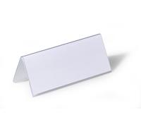 Durable Clear Plastic Table Place Name Holders and Inserts | 25 Pack | 61x150mm
