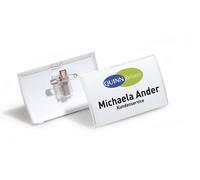 Durable Click Fold Convex Clip & Pin Name Tag Badge Holder - 25 Pack - 40 X 75mm