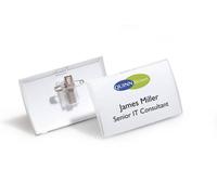Durable CLICK FOLD Convex Clip & Pin Name Tag Badge Holder | 25 Pack | 54 x 90mm