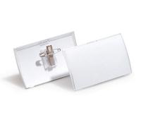 Durable Click Fold Convex Clip & Pin Name Tag Badge Holder - 25 Pack - 54 X 90mm